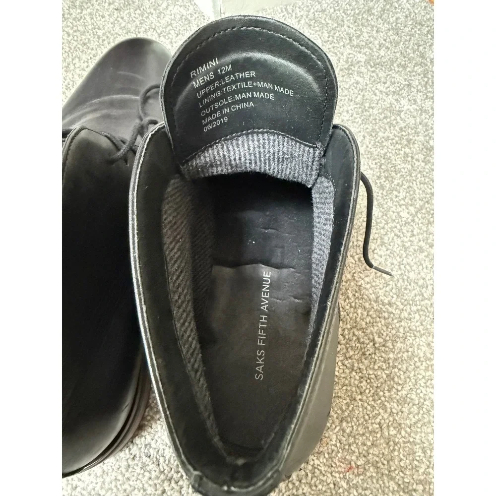 Saks Fifth Avenue Rimini Mens Black Leather Chukka Ankle Boots‎ Size 12M